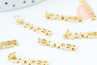 Breloque Cancer laiton doré 18k,sans nickel ,pendentif horoscope,22.5mm, x1 (G6042)