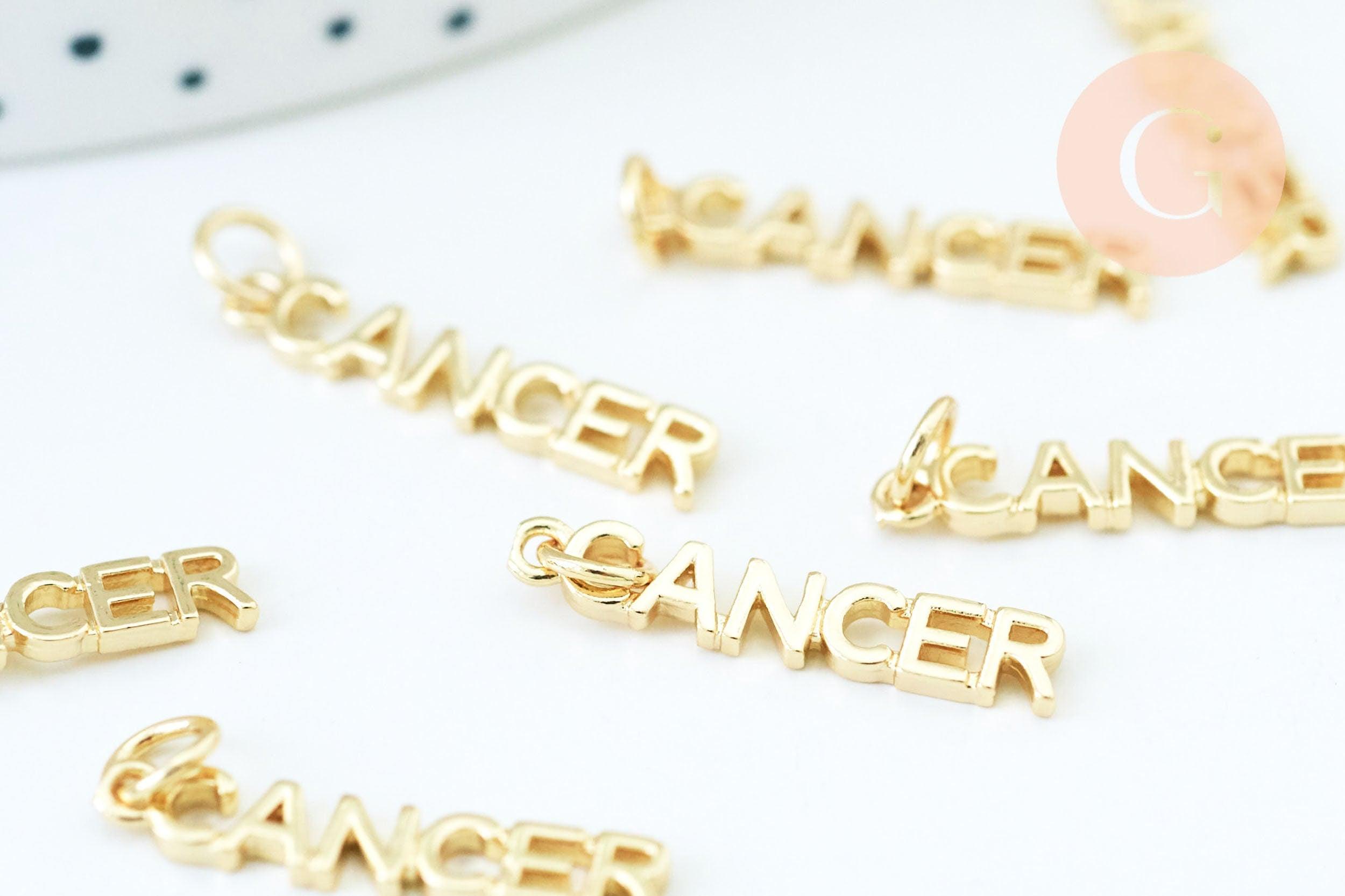 Breloque Cancer laiton doré 18k,sans nickel ,pendentif horoscope,22.5mm, x1 (G6042)