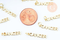 Breloque Cancer laiton doré 18k,sans nickel ,pendentif horoscope,22.5mm, x1 (G6042)