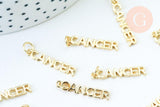 Breloque Cancer laiton doré 18k,sans nickel ,pendentif horoscope,22.5mm, x1 (G6042)