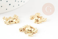 Breloque Crabe zamac doré 20mm, création de bijoux DIY, x1 (G9268)