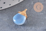 Breloque Goutte verre cuivre doré couleur mixte 18,5mm, breloque goutte verre, x1 (G8034)