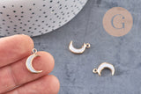 Breloque Lune nacre blanche naturelle laiton doré 16.5mm, x1 (G2870)