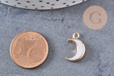 Breloque Lune nacre blanche naturelle laiton doré 16.5mm, x1 (G2870)