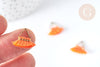 Breloque Pompon orange polyestère laiton doré 15mm, x1 (G8216)