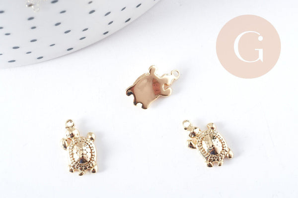 Breloque Tortue de mer laiton doré 14.5x9x3mm, x1 (G8961)