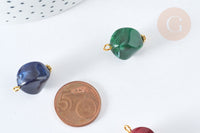 Breloque acrylique imitation pierre fer doré 22~23mm, pendentif bijoux acrylique, x1 (G7495)