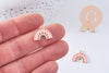Breloque arc-en-ciel émail rose zamac doré 17.9mm, x2 (G10620)