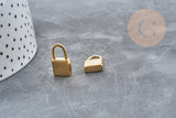 Breloque cadenas acier 304 doré 18k inoxydable 18mm, création bijoux amour, x1 (G2612)