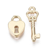 Breloque cadenas clé laiton doré 18k cristal,sans nickel,création bijoux,pendentif amour ,19mm, x2 G3595