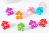 Breloque cerise plastique multicolore 25,5mm, création bijoux plastique coloré, x 5 G7467