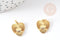 Breloque coeur laiton doré 18k cristal 14.5mm, x1 (G3588)