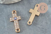 Breloque connecteur croix zamac doré cristal,sans nickel,pendentif oeil protecteur, Pendentif zircon,25.5mm, x1 (G4096)