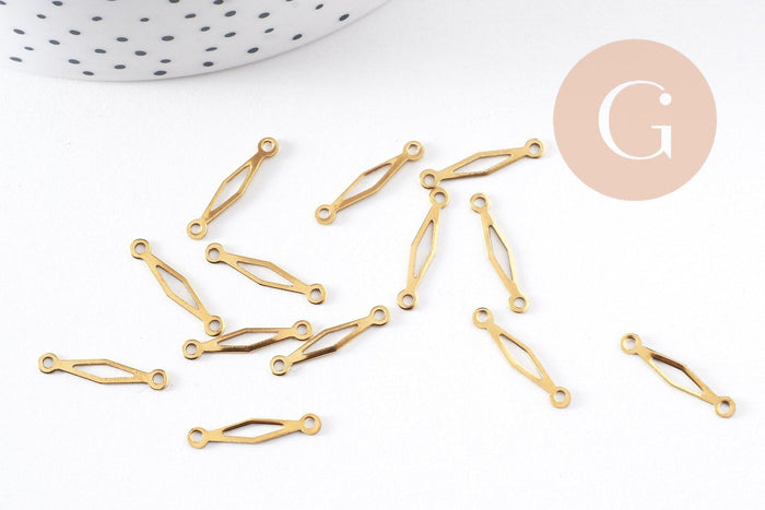 Breloque connecteur losange laiton brut 18mm, x10 (G0038)
