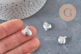 Shell charm 304 stainless steel silver plated 14mm, x1 (G11270)