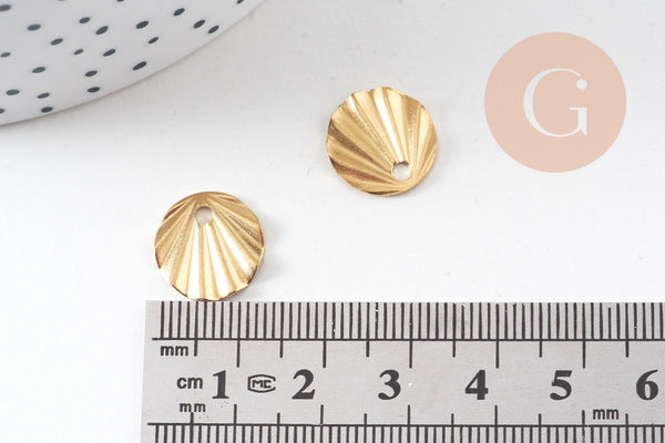 Breloque coquillage laiton, breloques laiton brut ,pendentif bijoux,sans nickel, 13.5mm, x10 G0790