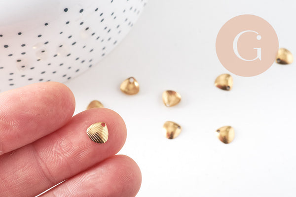 Breloque coquillage laiton brut 10mm, pendentif pendentif bijou laiton brut sans nickel x50 (4.5gr) G0373