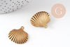 Breloque coquillage laiton brut 26mm, breloquesmétal doré pour création bijoux,sans nickel x2 G7268