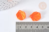 Breloque coquillage orange acrylique effet caoutchouc 20 mm, perles plastique, x5 (G7277)