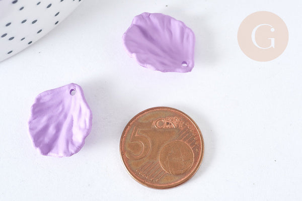 Breloque coquillage violet pastel acrylique effet caoutchouc 20 mm, perles plastique, x5 (G7300)