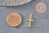 Breloque croix laiton doré 18k criStal,sans nickel,laiton brut,croix bijoux,pendentif religion, 16mm x1 (G0473)