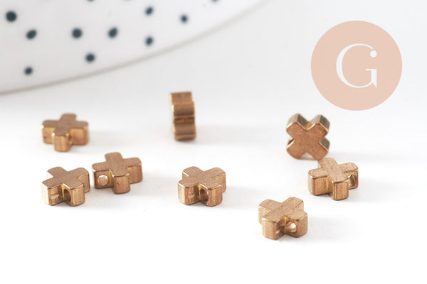 Breloque croix laiton,breloques laiton brut,croix bijoux,sans nickel, 6mmx10 (G0040)