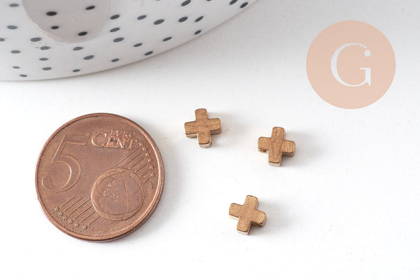 Breloque croix laiton,breloques laiton brut,croix bijoux,sans nickel, 6mmx10 (G0040)