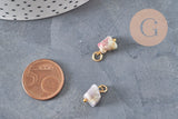 Dijes cubo turmalina natural latón dorado 11.5mm, x1 (G11253)