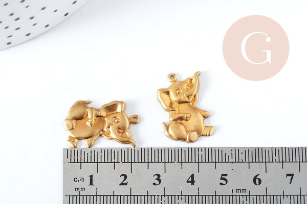 Breloque éléphant Dumbo laiton brut 12mm, breloque Disney création bijoux x1 (G8207)