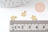 Breloque étoile laiton brut , fournitures créatives, pendentif sans nickel, pendentif geometrique,9mm, X50 G1662
