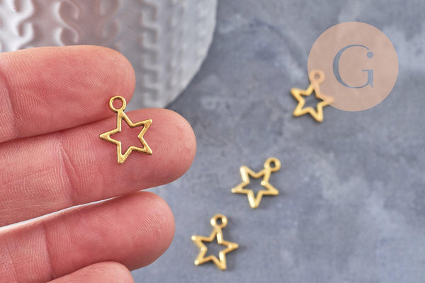Breloque étoiles évidée zamac doré 14.5mm, x50 (G0496)