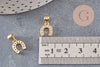 Breloque fer à cheval laiton doré 18k cristal,sans nickel,pendentif porte bonheur, Pendentif zircon,10mm, x1 (G0487)