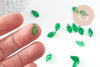 Breloque feuille verre vert 12mm, x20 (G10876)