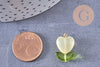 Breloque fleur tulipe coeur verre coloré acier 304 inoxydable doré, x5 (G10657)