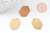 Breloque hexagone laiton brut , fournitures créatives, pendentif sans nickel,creation bijoux, pendentif géométrique,20x14mm, x 5,G3128