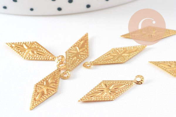 Breloque losange laiton doré, pendentif géométrique,creation bijoux, connecteur laiton, géométrique,21mm,x 20-G1899