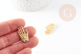 Breloque main oeil protecteur zamac doré 18k cristal zircon 25mm,création bijoux chance x1 (G8746)