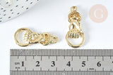 Breloque main poing anneau zamac doré 29mm,Pendentif création de bijoux, x1 G7453