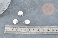 Breloque médaille Ronde laiton argenté à graver 12mm, x5 (G9049)