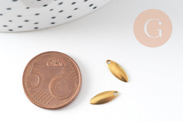 Breloque navette laiton brut 11mm, x20 (G1634)