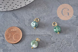 Breloque nugget agate naturelle verte acier 304 inoxydable doré 14mm,x1 (G11312)-Breloques et pendentifs-Gingerlily Perles