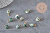 Breloque nugget agate naturelle verte acier 304 inoxydable doré 14mm,x1 (G11312)-Breloques et pendentifs-Gingerlily Perles