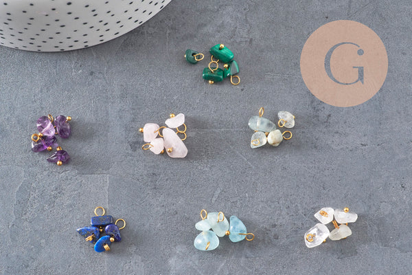 Breloque nuggets pierre naturelle zamac doré 7-11mm, x1 (G8035)