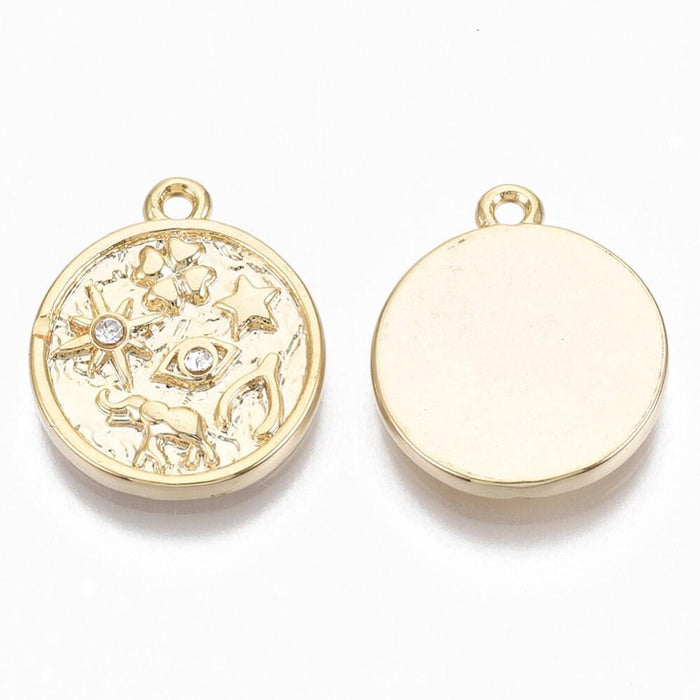 Breloque oeil protecteur zamac doré 18k cristal zircon sans nickel 9 mm x1 (G6004)