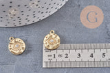 Breloque oeil protecteur zamac doré 18k cristal zircon,sans nickel,création bijoux chance, pendentif chance,17 mm, x1 G5460
