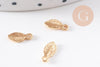 Breloque petite feuille laiton doré 18K 10.5mm, création bijoux végétal x2 (G10231)