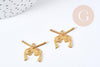 Breloque pistolets laiton brut 21mm, création bijoux cowboy farwest x2 (G8199)
