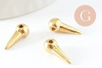 Breloque pointe dorée, pendentif sans nickel,rock punk,pendentif laiton, x5 (G0612)