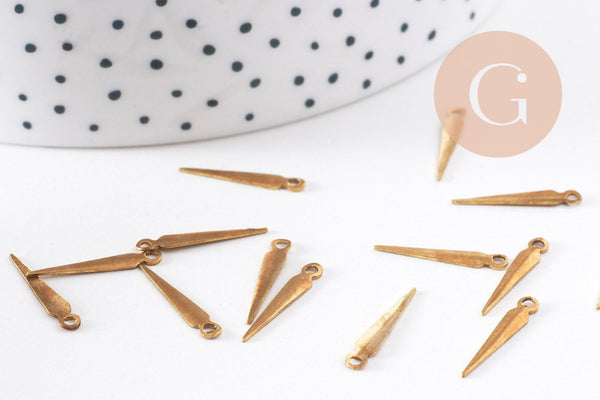 Breloque pointe laiton brut 17mm,x 10 (G0193)