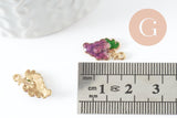 Pendentif raisin émaillé doré,pendentif fruit création bijoux, pendentif doré, 17mm, x5 (G3512)